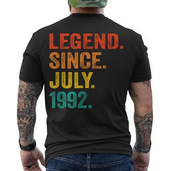 30Th Birthday Legend Since July 1992 30 Years Old Vintage Men's T-shirt Back Print - Seseable