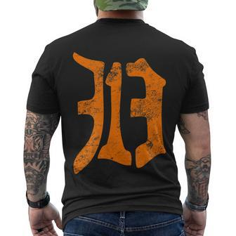 313 Detroit Michigan Vintage Old English D Area Code Men's T-shirt Back Print - Thegiftio UK