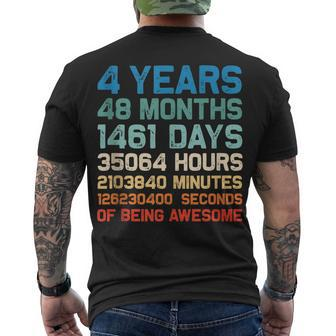 4Th Birthday 4 Years Of Being Awesome Wedding Anniversary V2 Men's T-shirt Back Print - Seseable