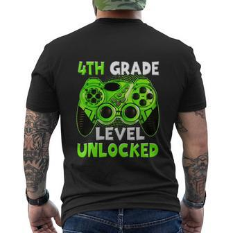 4Th Grade Level Unlocked Graphic Video Gamer Back To School Men's Crewneck Short Sleeve Back Print T-shirt - Monsterry DE