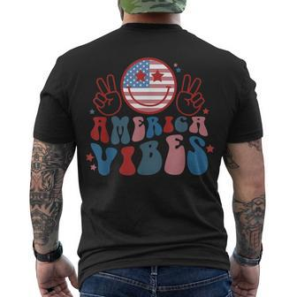 4Th Of July America Vibes Smile Face Independence Day Men's T-shirt Back Print - Seseable