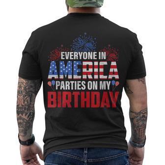 4Th Of July Birthday Bday Born On 4Th Of July Men's T-shirt Back Print - Seseable