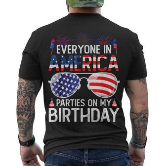 4Th Of July Birthday Bday Born On 4Th Of July Men's T-shirt Back Print - Seseable