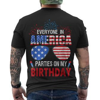 4Th Of July Birthday Bday Born On 4Th Of July Men's T-shirt Back Print - Seseable