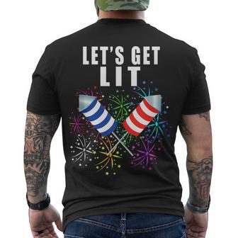 4Th Of July Lets Get Lit 2021 Pun Men's T-shirt Back Print - Seseable