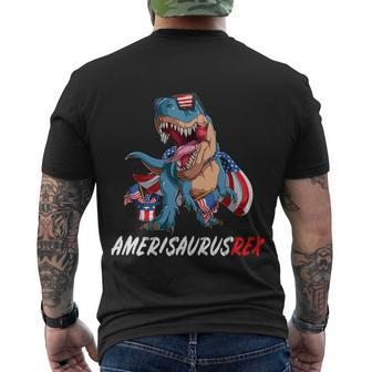 4Th July Tfunny Giftrex America Dinosaur Independence Day Patriot Usa Gift Men's Crewneck Short Sleeve Back Print T-shirt - Monsterry DE