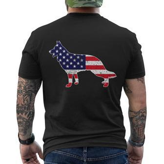 4Th Of July German Shepherd Dog Graphic Patriotic Usa Flag Meaningful Gift Men's Crewneck Short Sleeve Back Print T-shirt - Monsterry CA