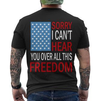 4Th Of July I Cant Hear You Over American Flag Men's Crewneck Short Sleeve Back Print T-shirt - Monsterry