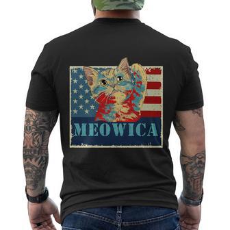 4Th Of July Meowica Cat Us Flag Cat Lover Men's Crewneck Short Sleeve Back Print T-shirt - Monsterry CA