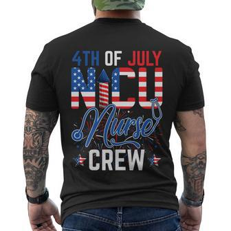 4Th Of July Nicu Nurse Crew American Flag Independence Day Gift Men's Crewneck Short Sleeve Back Print T-shirt - Monsterry