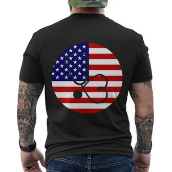 4Th Of July Nurse Independence Day Design Gift American Flag Gift Men's Crewneck Short Sleeve Back Print T-shirt - Monsterry