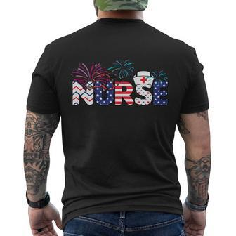 4Th Of July Nursing Stethoscope Nurse Men's Crewneck Short Sleeve Back Print T-shirt - Monsterry