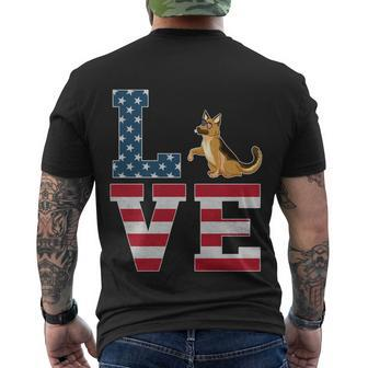 4Th Of July Patriotic Love German Shepherd Dog American Flag Gift Men's Crewneck Short Sleeve Back Print T-shirt - Monsterry