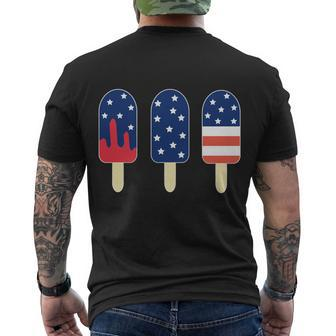 4Th Of July Popsicle Red White Blue American Flag Men's Crewneck Short Sleeve Back Print T-shirt - Monsterry