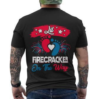 4Th Of July Pregnancy Patriotic Lil Firecracker On The Way Gift Men's Crewneck Short Sleeve Back Print T-shirt - Monsterry DE