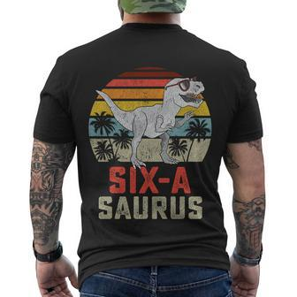 6 Year Old Dinosaur Birthday 6Th T Rex Dino Six Saurus Meaningful Gift Men's Crewneck Short Sleeve Back Print T-shirt - Monsterry DE