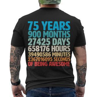 75 Years Of Being Awesome Birthday Time Breakdown Tshirt Men's Crewneck Short Sleeve Back Print T-shirt - Monsterry AU