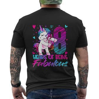 8Th Birthday 8 Year Old Girl Flossing Funny Unicorn Party Men's Crewneck Short Sleeve Back Print T-shirt - Monsterry AU