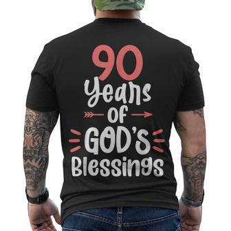 90 Years Of Gods Blessings 90 Year Old Happy 90Th Birthday Men's T-shirt Back Print - Seseable