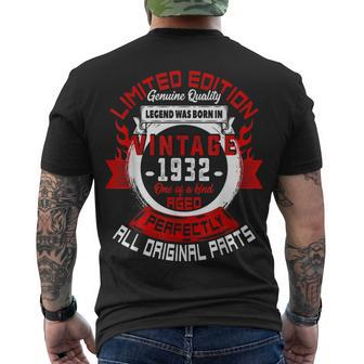 90Th Birthday Vintage Legends Born In 1932 90 Years Old Men's T-shirt Back Print - Seseable