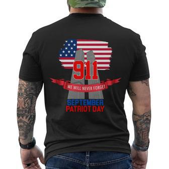 911 We Will Never Forget September 11Th Patriot Day Men's Crewneck Short Sleeve Back Print T-shirt - Monsterry
