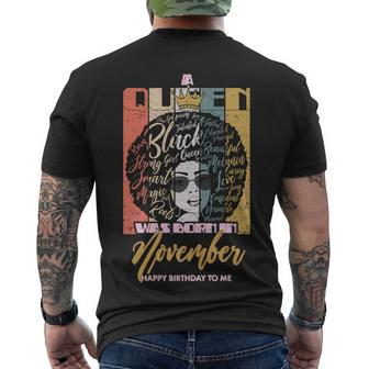 A Queen Was Born In November Happy Tshirt Men's Crewneck Short Sleeve Back Print T-shirt - Monsterry AU