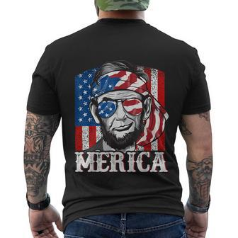 Abraham Lincoln Merica 4Th Of July Shirt Men American Flag V2 Men's Crewneck Short Sleeve Back Print T-shirt - Monsterry