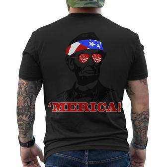 Abraham Lincoln Merica Tshirt Men's Crewneck Short Sleeve Back Print T-shirt - Monsterry