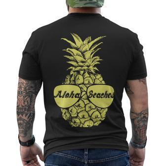 Aloha Beaches Pineapple Tshirt Men's Crewneck Short Sleeve Back Print T-shirt - Monsterry