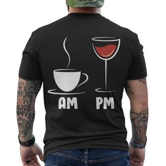 Am Coffee Pm Wine V2 Men's Crewneck Short Sleeve Back Print T-shirt - Monsterry AU