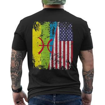 Amazigh Roots Half American Flag Proud Of Kabyle Flag Men's Back Print T-shirt | Mazezy