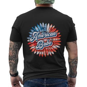 American Babe Sunflower Fourth Of July Graphic Plus Size Shirt For Men Women Men's Crewneck Short Sleeve Back Print T-shirt - Monsterry