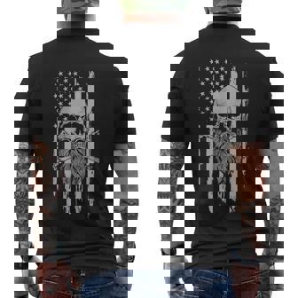 American Bearded Skull And Crossbones Flag Men's T-shirt Back Print - Thegiftio