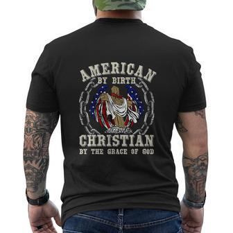 American By Birth Christian For 4Th Of July Men's Crewneck Short Sleeve Back Print T-shirt - Monsterry