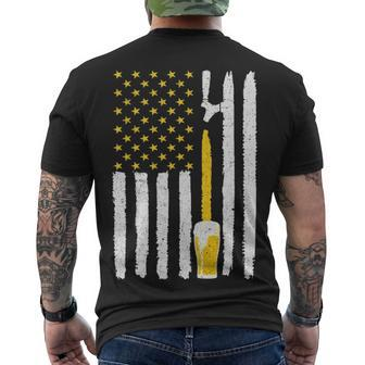American Flag Beer Lovers Th Men's Crewneck Short Sleeve Back Print T-shirt - Monsterry