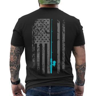 American Flag Fishing Pole Tshirt Men's Crewneck Short Sleeve Back Print T-shirt - Monsterry DE