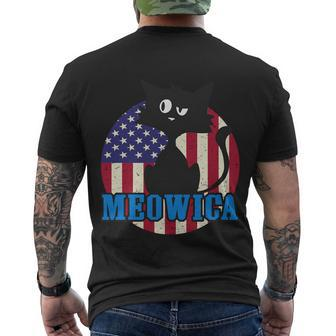 American Flag Meowica 4Th Of July Cat Men's Crewneck Short Sleeve Back Print T-shirt - Monsterry UK