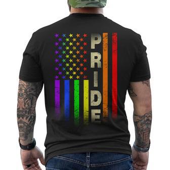 American Gay Pride Rainbow Flag Tshirt Men's Crewneck Short Sleeve Back Print T-shirt - Monsterry AU