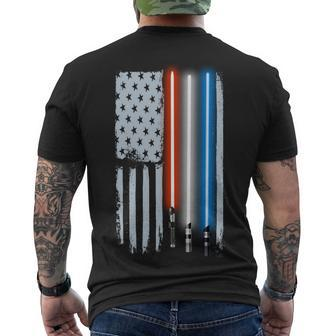 American Lightsaber Flag Tshirt Men's Crewneck Short Sleeve Back Print T-shirt - Monsterry UK