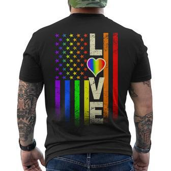 American Love Gay Pride Rainbow Flag Men's Crewneck Short Sleeve Back Print T-shirt - Monsterry DE
