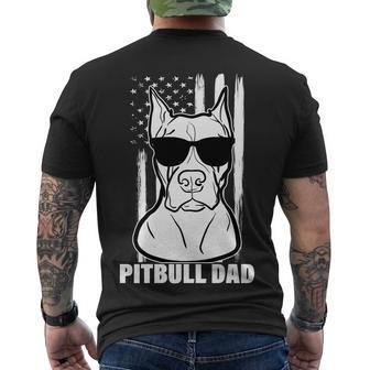 American Pitbull Dad Tshirt Men's Crewneck Short Sleeve Back Print T-shirt - Monsterry