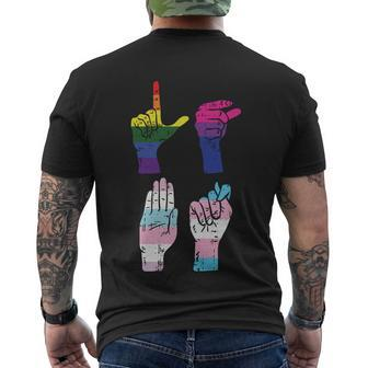 American Sign Language Lgbtmeaningful q Asl Deaf Pride Flag Ally Men's T-shirt Back Print - Thegiftio UK