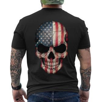 American Usa Skull Grunge American Flag Tshirt Men's Crewneck Short Sleeve Back Print T-shirt - Monsterry