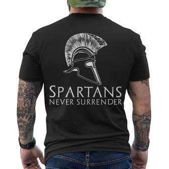 Ancient Spartan Greek History - Spartans Never Surrender Men's T-shirt Back Print - Seseable