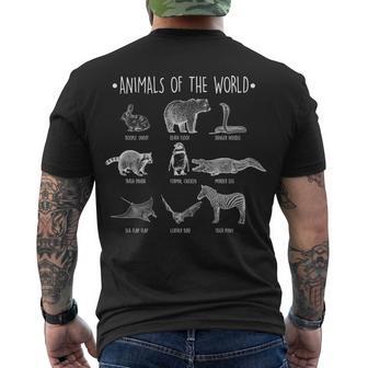 Animals Of The World Funny Wildlife Tshirt Men's Crewneck Short Sleeve Back Print T-shirt - Monsterry