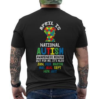 April Autism Awareness Gifts For Autistic Boys Puzzle Piece Men's Crewneck Short Sleeve Back Print T-shirt - Monsterry