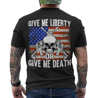 Ar-15 Give Me Liberty Or Give Me Death Skull - Ar15 Rifle Men's T-shirt Back Print - Seseable