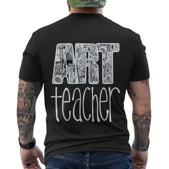 Art Teacher Supplies Doodle Line Drawing Men's T-shirt Back Print - Thegiftio UK