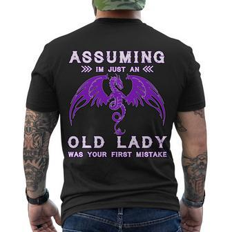 Assuming Im Just An Old Lady Was Your First Mistake Tshirt Men's Crewneck Short Sleeve Back Print T-shirt - Monsterry