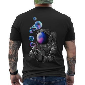 Astronaut Blowing Space Bubbles Men's Crewneck Short Sleeve Back Print T-shirt - Monsterry